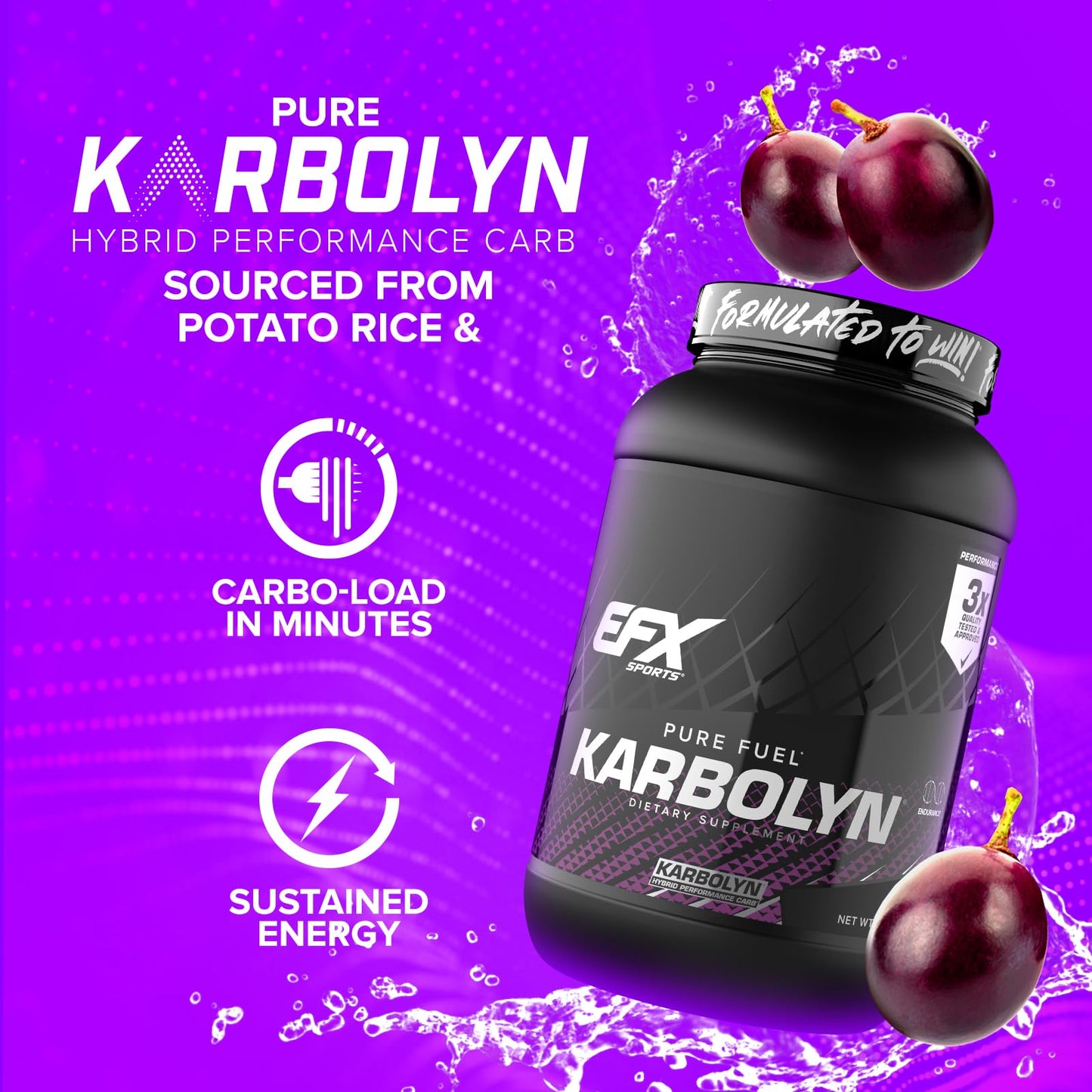 EFX Sports Karbolyn Fuel | Fast-Absorbing Carbohydrate Powder | Carb Load, Sustained Energy, Quick Recovery | Stimulant Free | 39 Servings (Neutral)