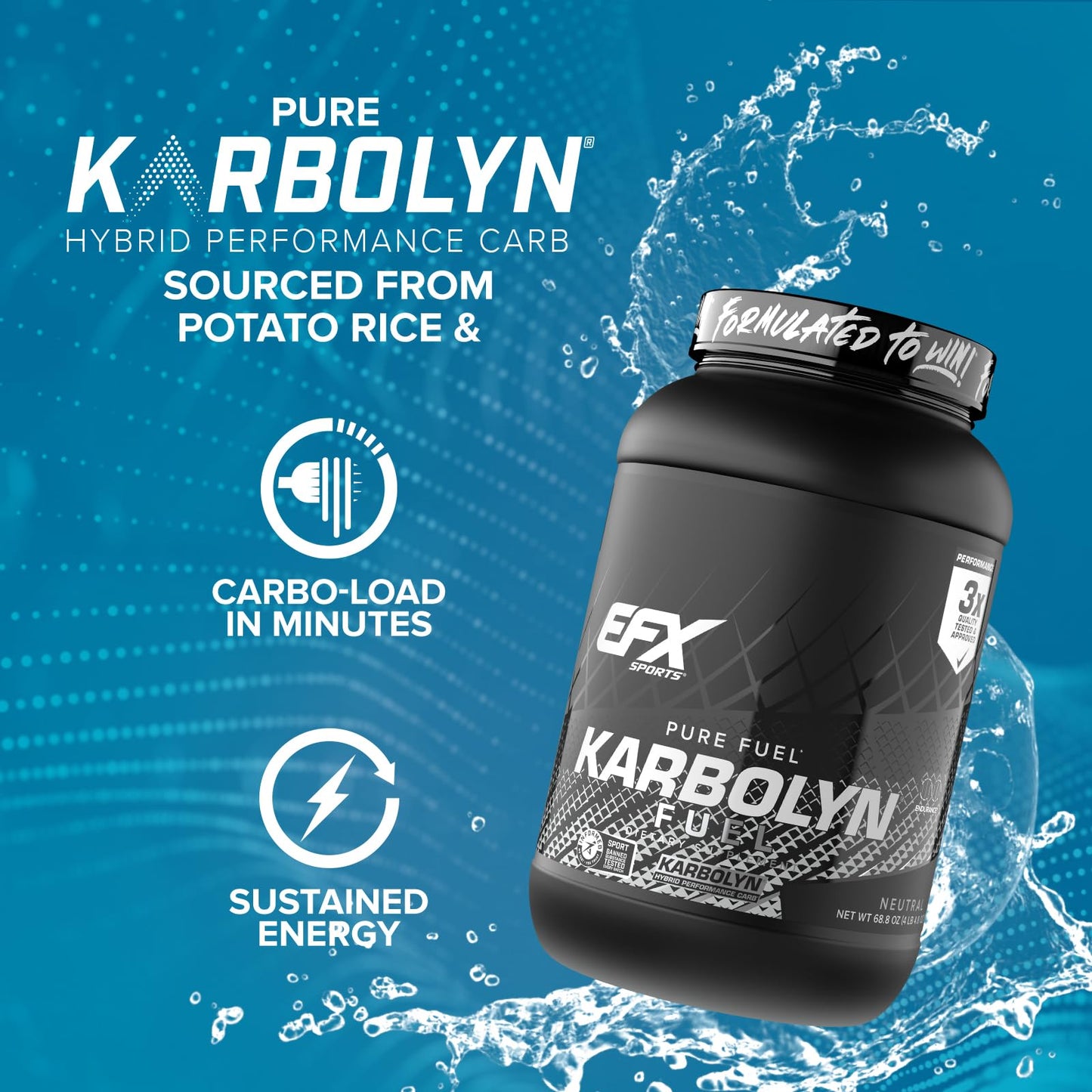 EFX Sports Karbolyn Fuel | Fast-Absorbing Carbohydrate Powder | Carb Load, Sustained Energy, Quick Recovery | Stimulant Free | 39 Servings (Neutral)