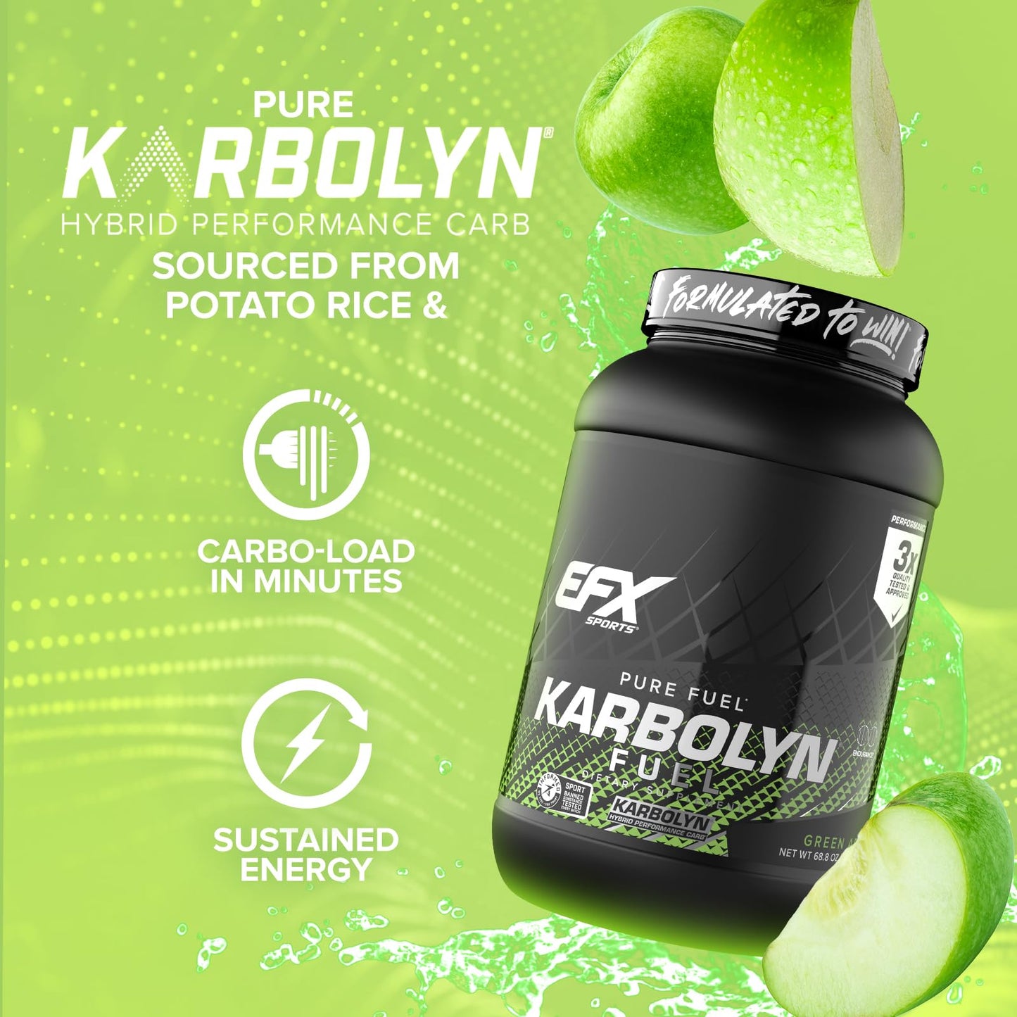 EFX Sports Karbolyn Fuel | Fast-Absorbing Carbohydrate Powder | Carb Load, Sustained Energy, Quick Recovery | Stimulant Free | 39 Servings (Neutral)