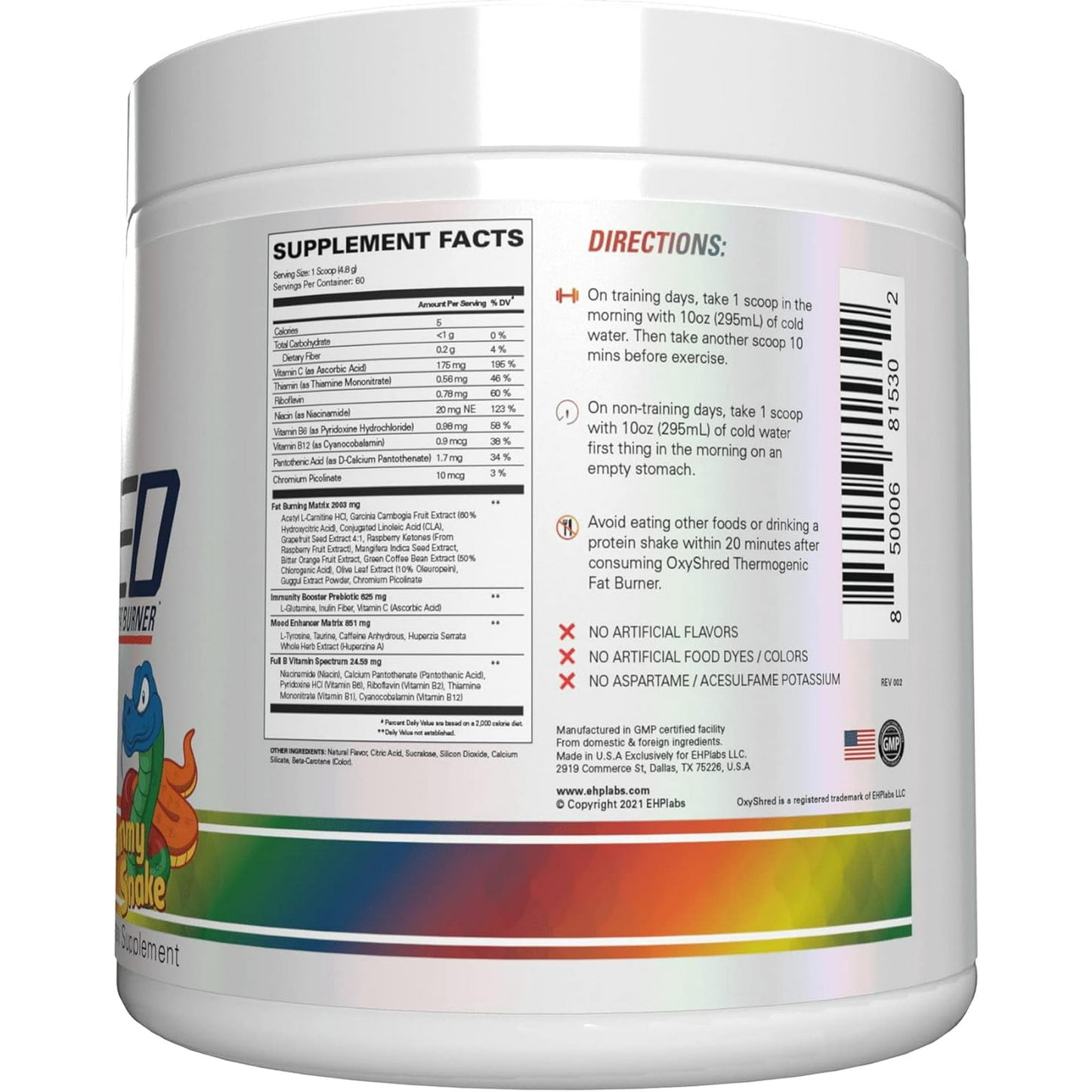 EHP Labs OxyShred Thermogenic Fat Burner Gummy Snake 60 Servings 292g