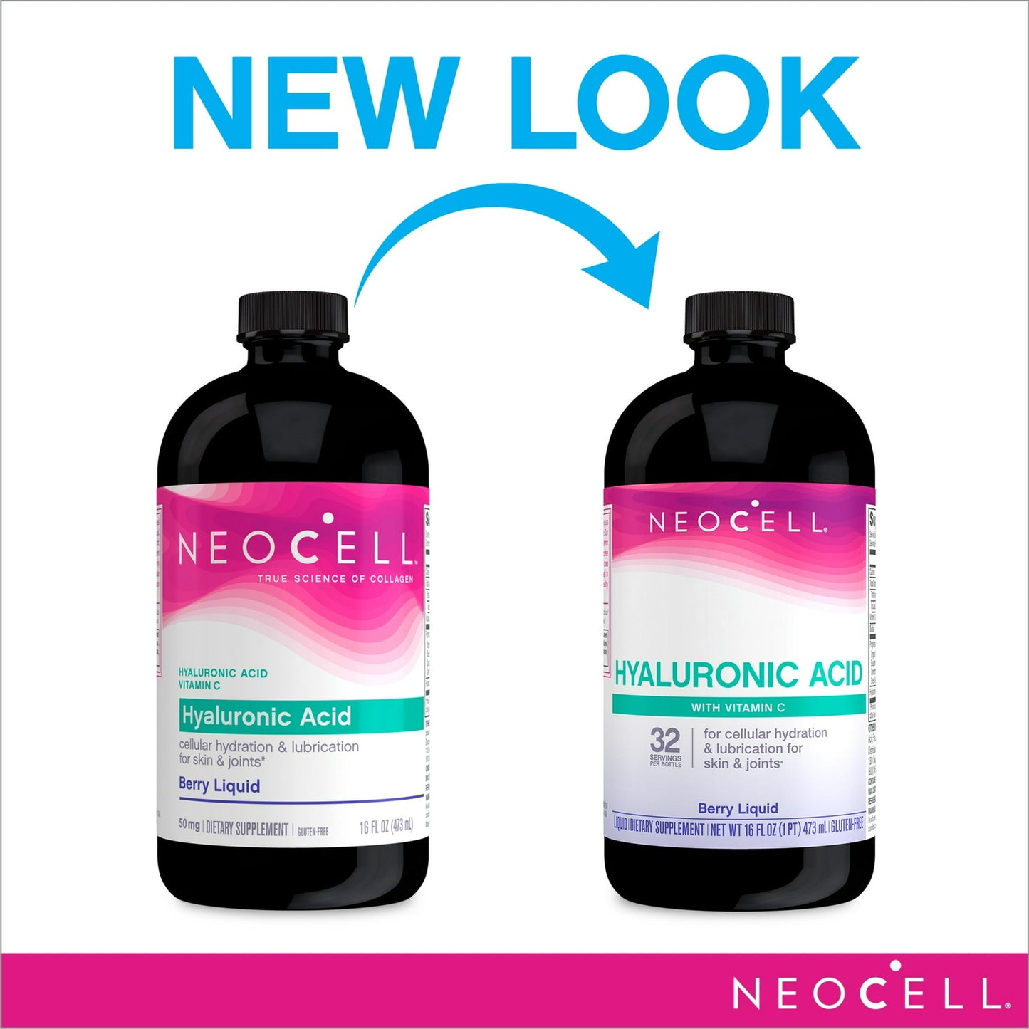 NeoCell Hyaluronic Acid Berry Liquid with Vitamin C; For 16 Fl Oz (Pack of 1)