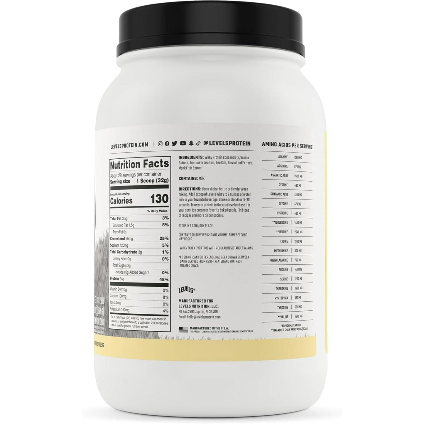 Grass Fed Whey Protein Powder, Vanilla Bean, 2 lb (907 g)