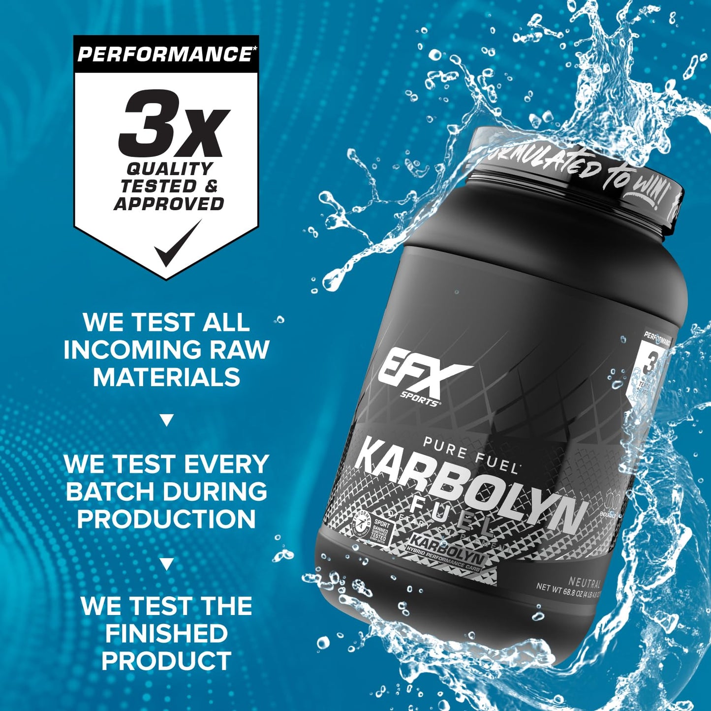 EFX Sports Karbolyn Fuel | Fast-Absorbing Carbohydrate Powder | Carb Load, Sustained Energy, Quick Recovery | Stimulant Free | 39 Servings (Neutral)