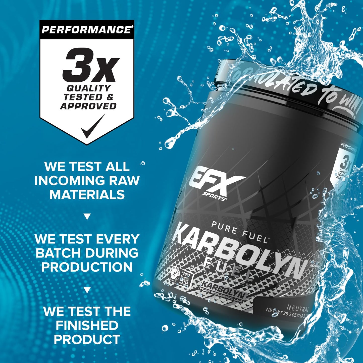 EFX Sports Karbolyn Fuel | Fast-Absorbing Carbohydrate Powder | Carb Load, Sustained Energy, Quick Recovery | Stimulant Free | 39 Servings (Neutral)