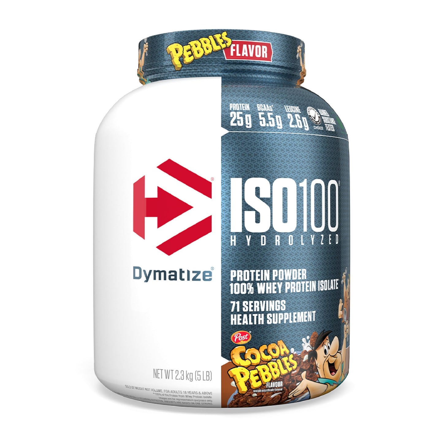 Dymatize x Fruity Pebbles ISO100 Whey Protein Powder Isolate, 25g of Protein, 20 Servings, 5.5g BCAAs, 120 Cal., Gluten Free, 1g Fat, 1g Sugar, 2g Carb