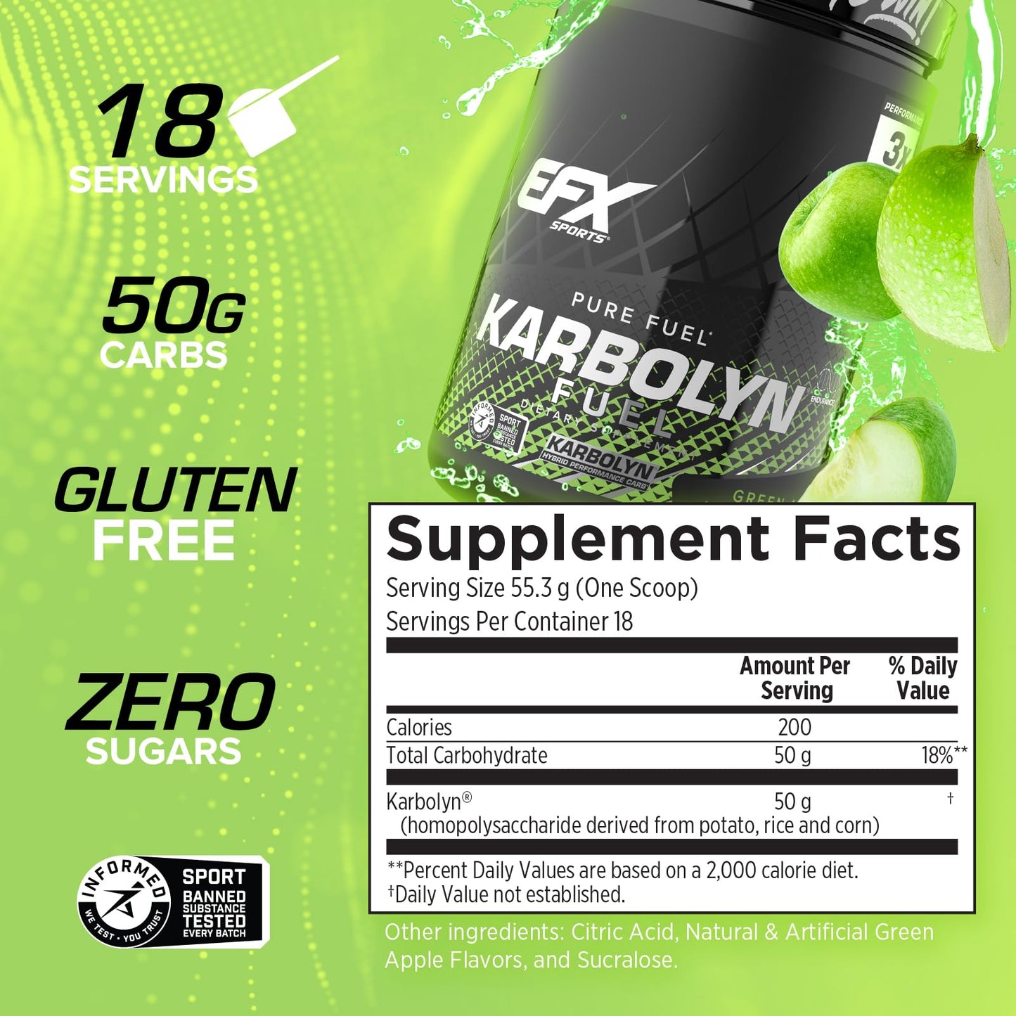 EFX Sports Karbolyn Fuel | Fast-Absorbing Carbohydrate Powder | Carb Load, Sustained Energy, Quick Recovery | Stimulant Free | 39 Servings (Neutral)