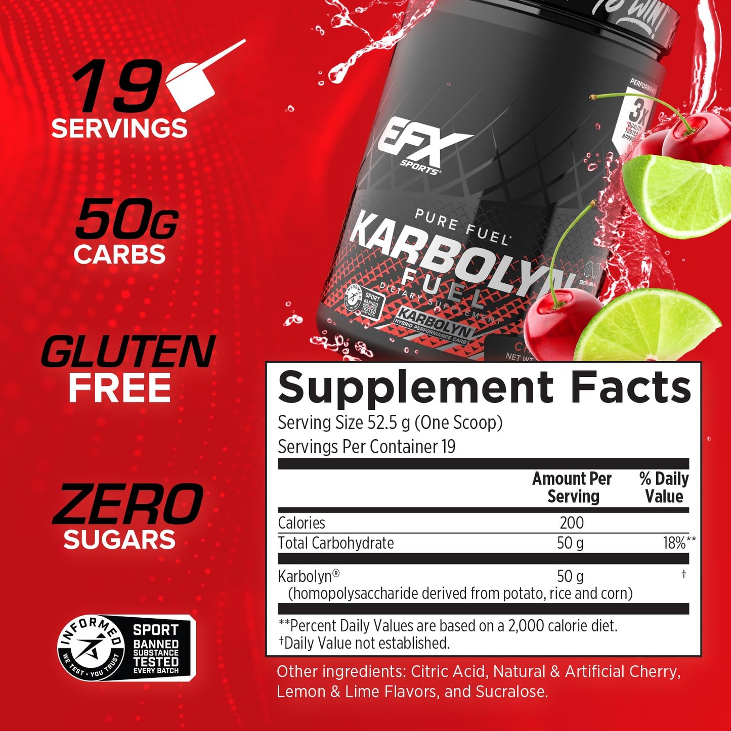 EFX Sports Karbolyn Fuel | Fast-Absorbing Carbohydrate Powder | Carb Load, Sustained Energy, Quick Recovery | Stimulant Free | 39 Servings (Neutral)