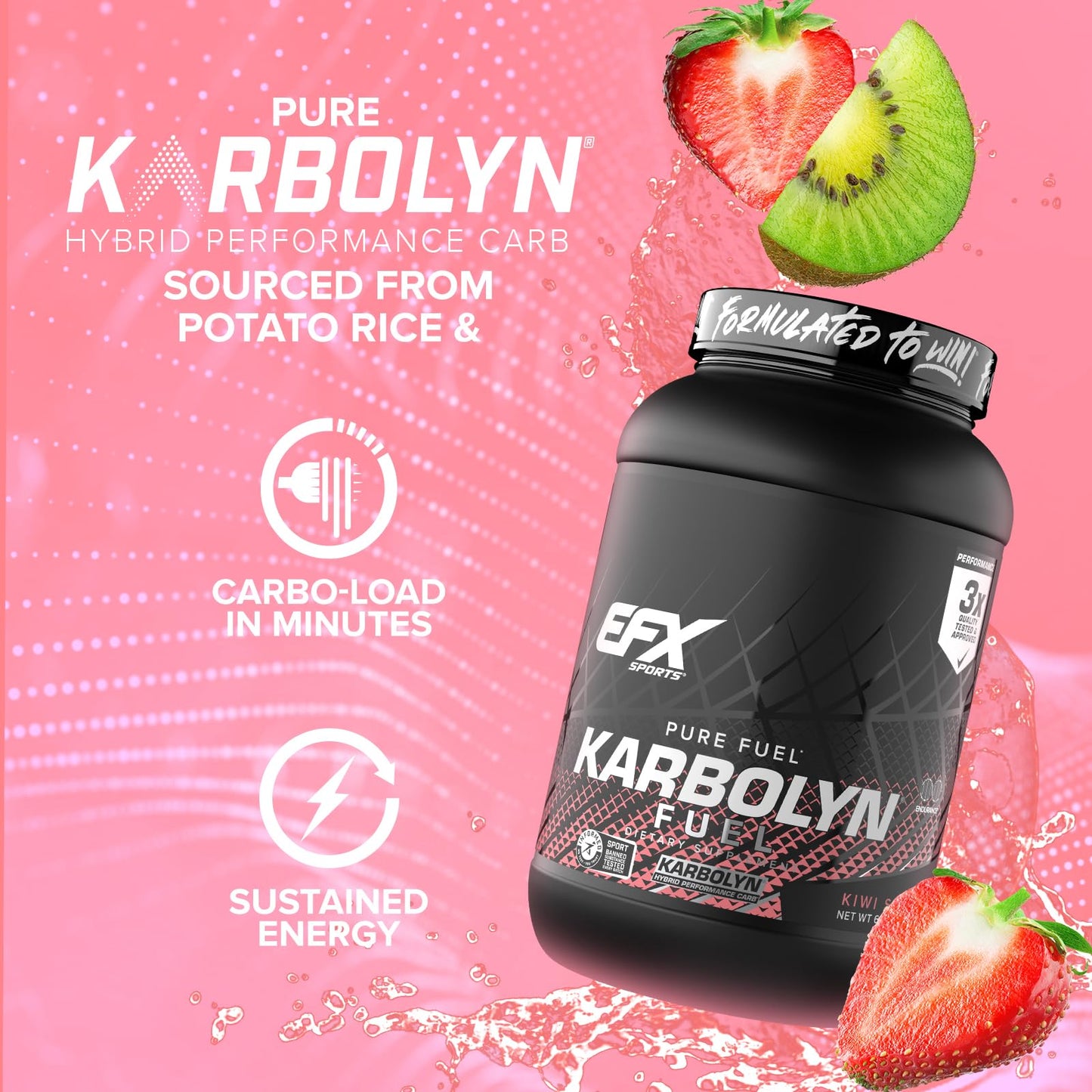EFX Sports Karbolyn Fuel | Fast-Absorbing Carbohydrate Powder | Carb Load, Sustained Energy, Quick Recovery | Stimulant Free | 39 Servings (Neutral)