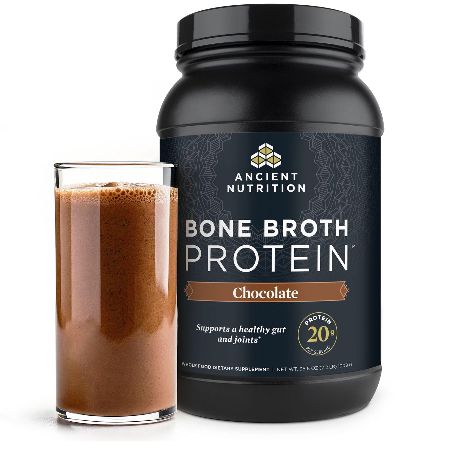 Ancient Nutrition Grass Fed, Cage Free, Bone Broth Protein Powder, 20g Protein, Hydrolyzed Collagen Peptides, Keto & Paleo Friendly, Supports Joint, Gut Health, Vanilla, 20 Servings