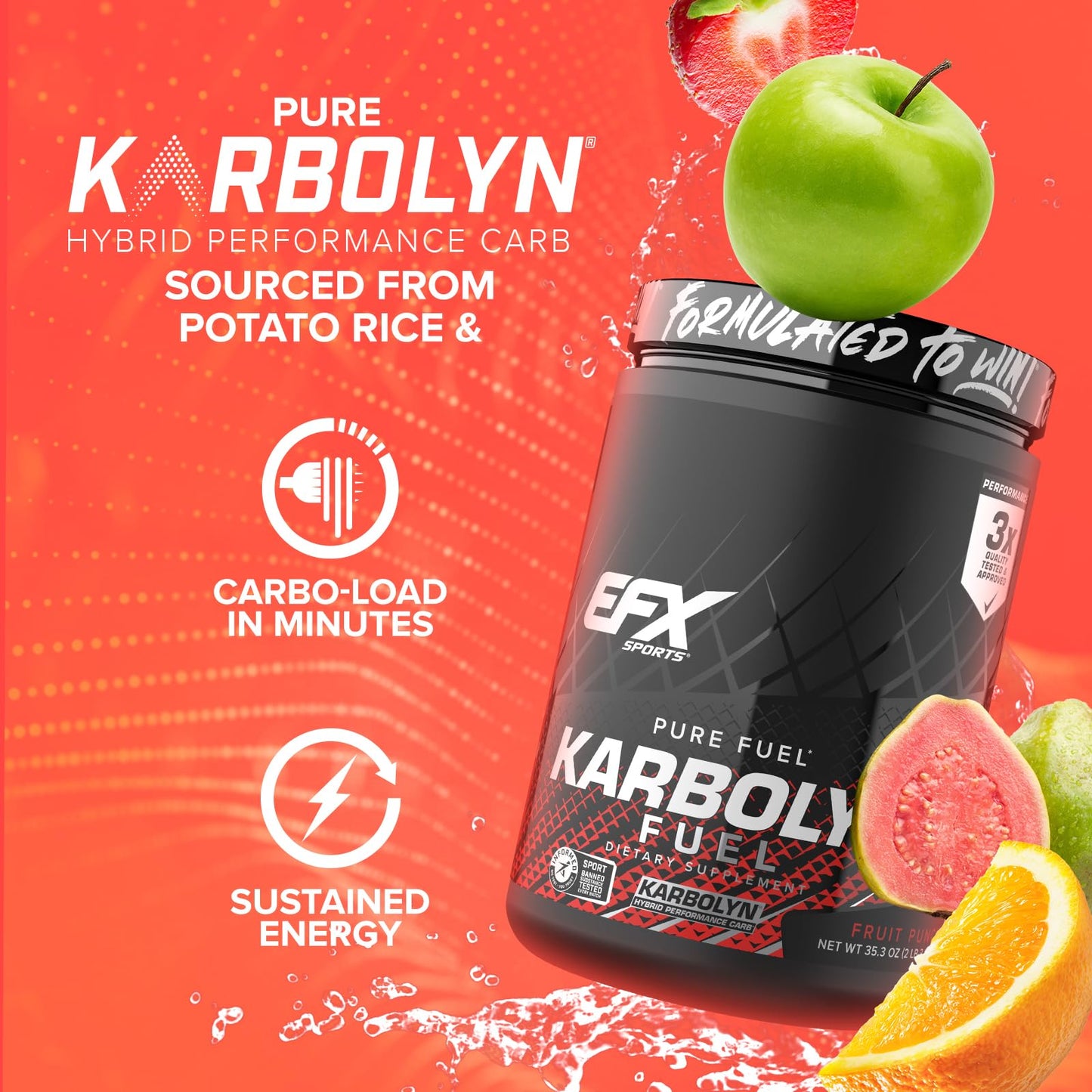 EFX Sports Karbolyn Fuel | Fast-Absorbing Carbohydrate Powder | Carb Load, Sustained Energy, Quick Recovery | Stimulant Free | 39 Servings (Neutral)