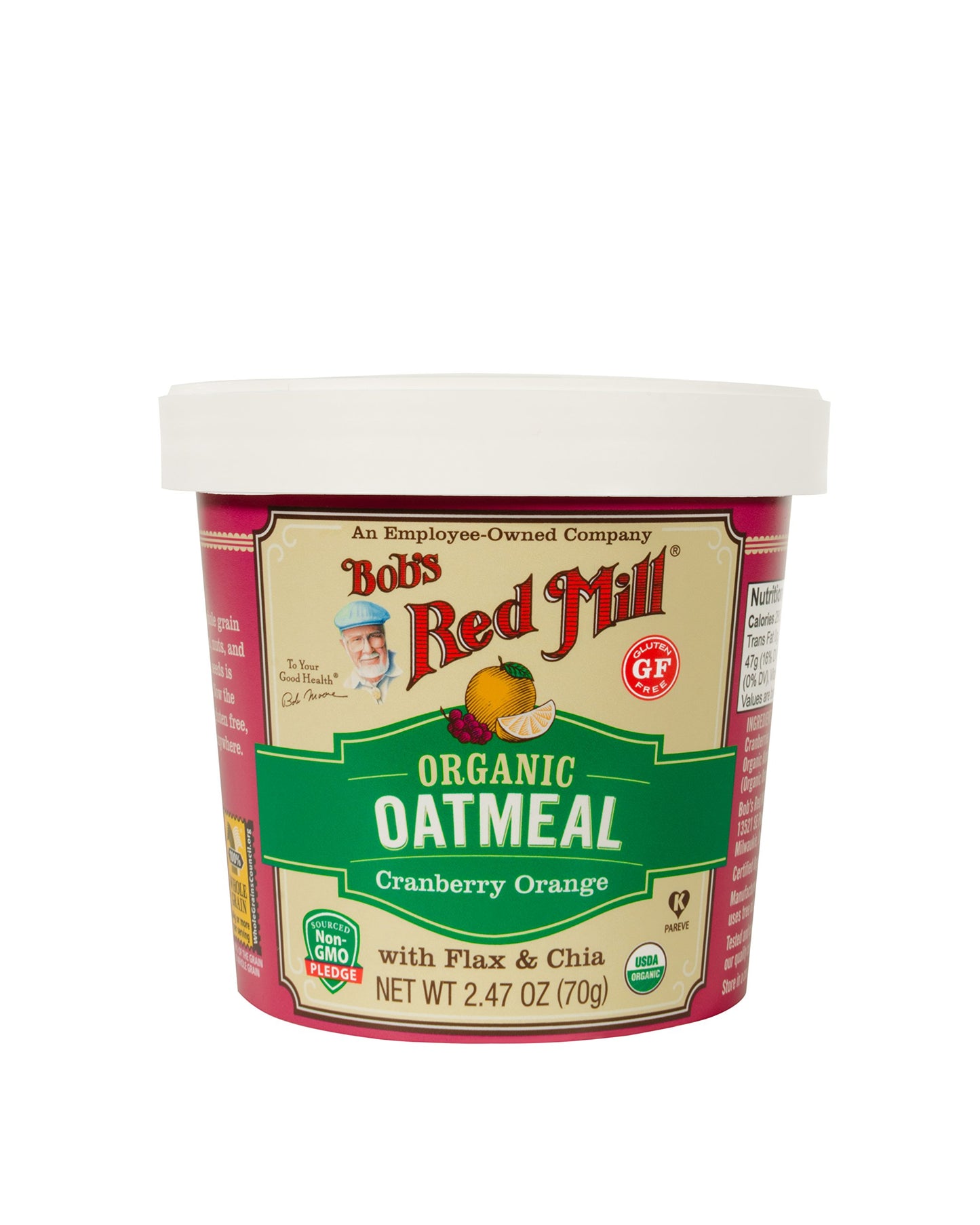 Bob's Red Mill Organic Oat Cup, Fruit & Seed, 1 cup (Pack of 12)- Non GMO, Whole Grain, Kosher