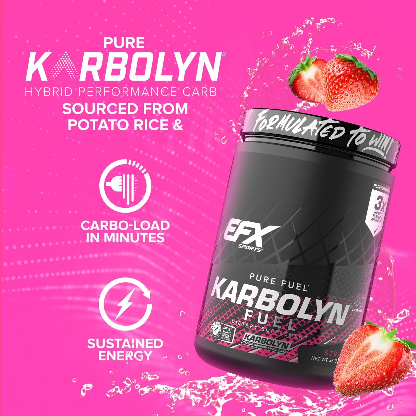 EFX Sports Karbolyn Fuel | Fast-Absorbing Carbohydrate Powder | Carb Load, Sustained Energy, Quick Recovery | Stimulant Free | 39 Servings (Neutral)
