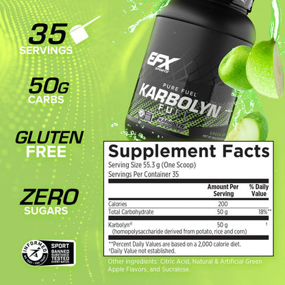 EFX Sports Karbolyn Fuel | Fast-Absorbing Carbohydrate Powder | Carb Load, Sustained Energy, Quick Recovery | Stimulant Free | 39 Servings (Neutral)