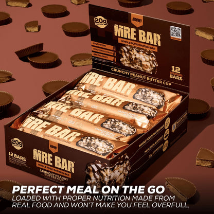 REDCON1 MRE Protein Bar, Blueberry Cobbler - Contains MCT Oil + 20g of Whole Food Protein - Easily Digestible, Macro Balanced Low Sugar Meal Replacement Bar (12 Bars)