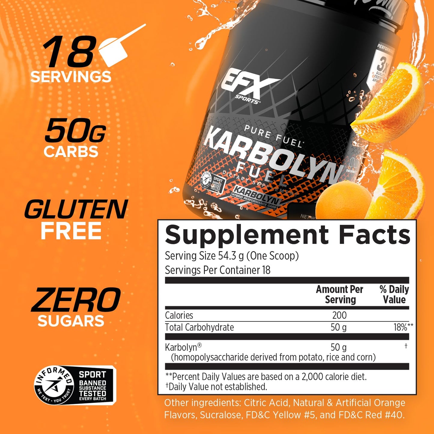 EFX Sports Karbolyn Fuel | Fast-Absorbing Carbohydrate Powder | Carb Load, Sustained Energy, Quick Recovery | Stimulant Free | 39 Servings (Neutral)