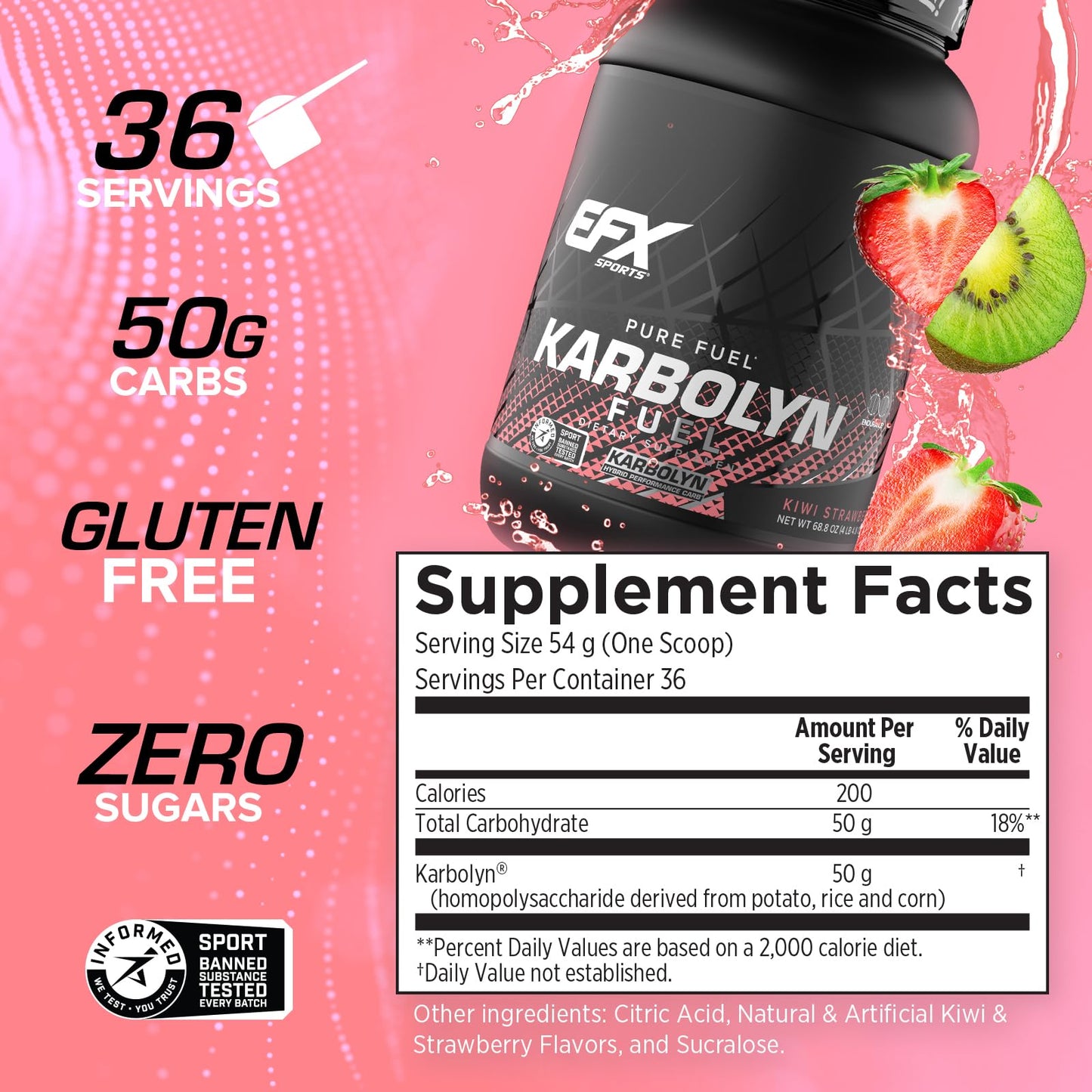 EFX Sports Karbolyn Fuel | Fast-Absorbing Carbohydrate Powder | Carb Load, Sustained Energy, Quick Recovery | Stimulant Free | 39 Servings (Neutral)