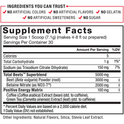 Force Factor Total Beets Ultimate Heart Health Blood Pressure Support with CoQ10, Beet Root Powder, Grape Seed Extract, Blood Pressure Supplement for Circulation, Black Cherry, 30 Servings