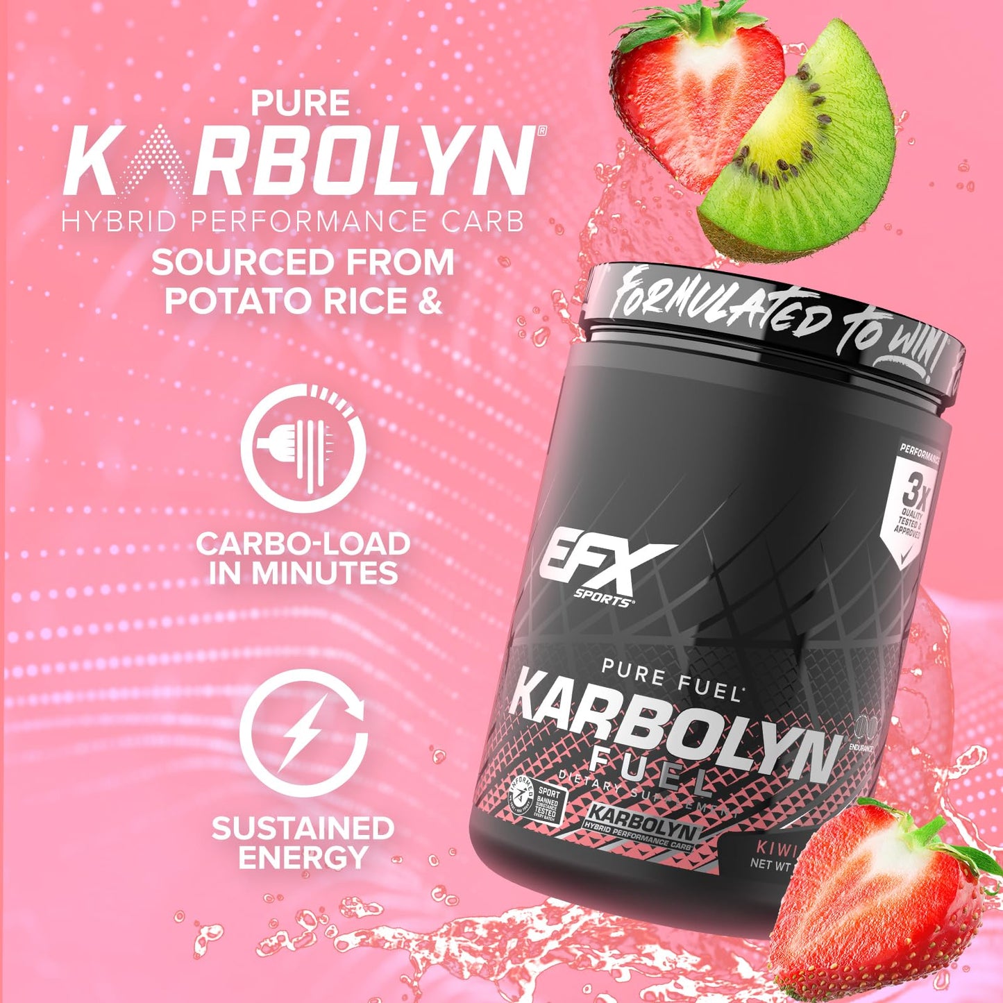 EFX Sports Karbolyn Fuel | Fast-Absorbing Carbohydrate Powder | Carb Load, Sustained Energy, Quick Recovery | Stimulant Free | 39 Servings (Neutral)