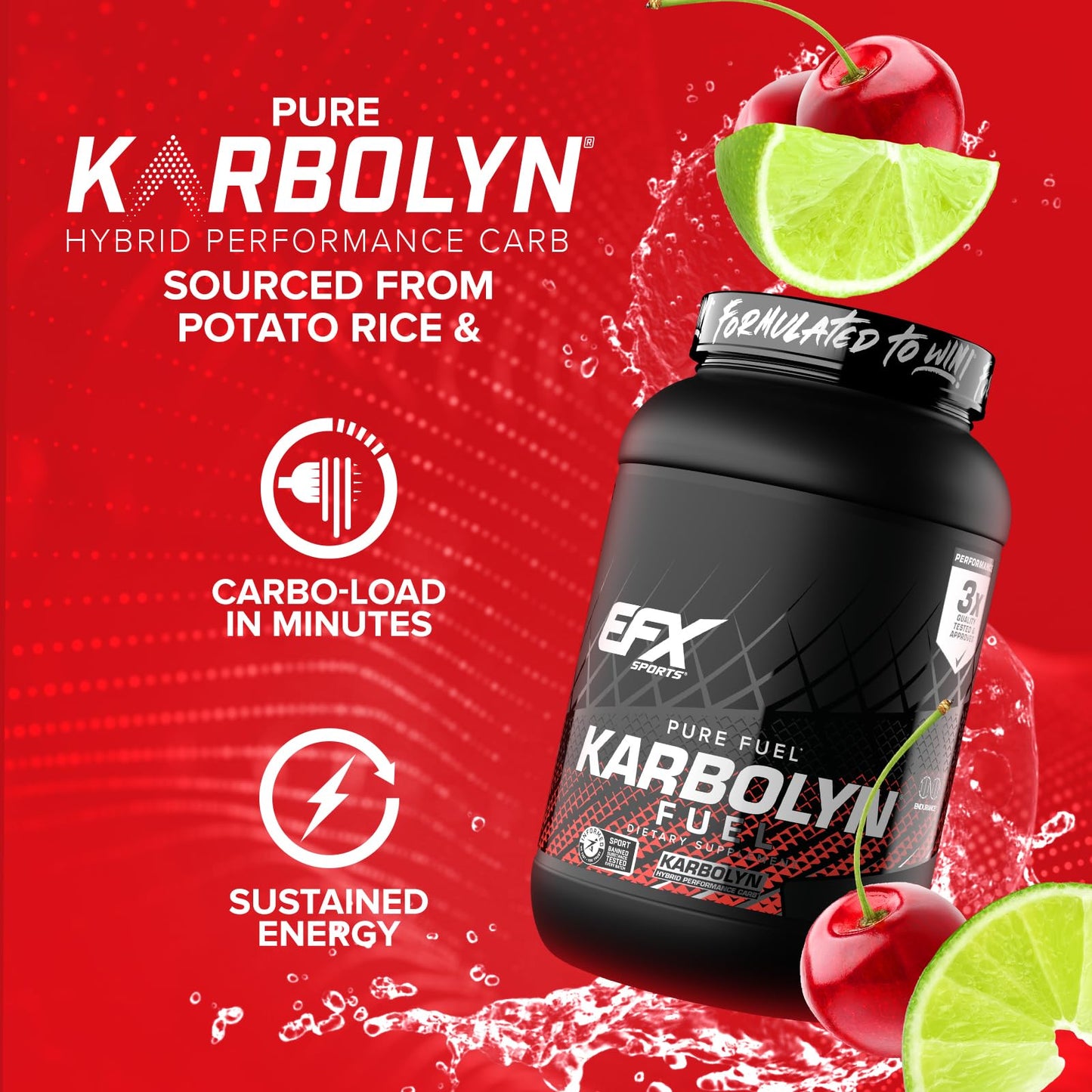 EFX Sports Karbolyn Fuel | Fast-Absorbing Carbohydrate Powder | Carb Load, Sustained Energy, Quick Recovery | Stimulant Free | 39 Servings (Neutral)