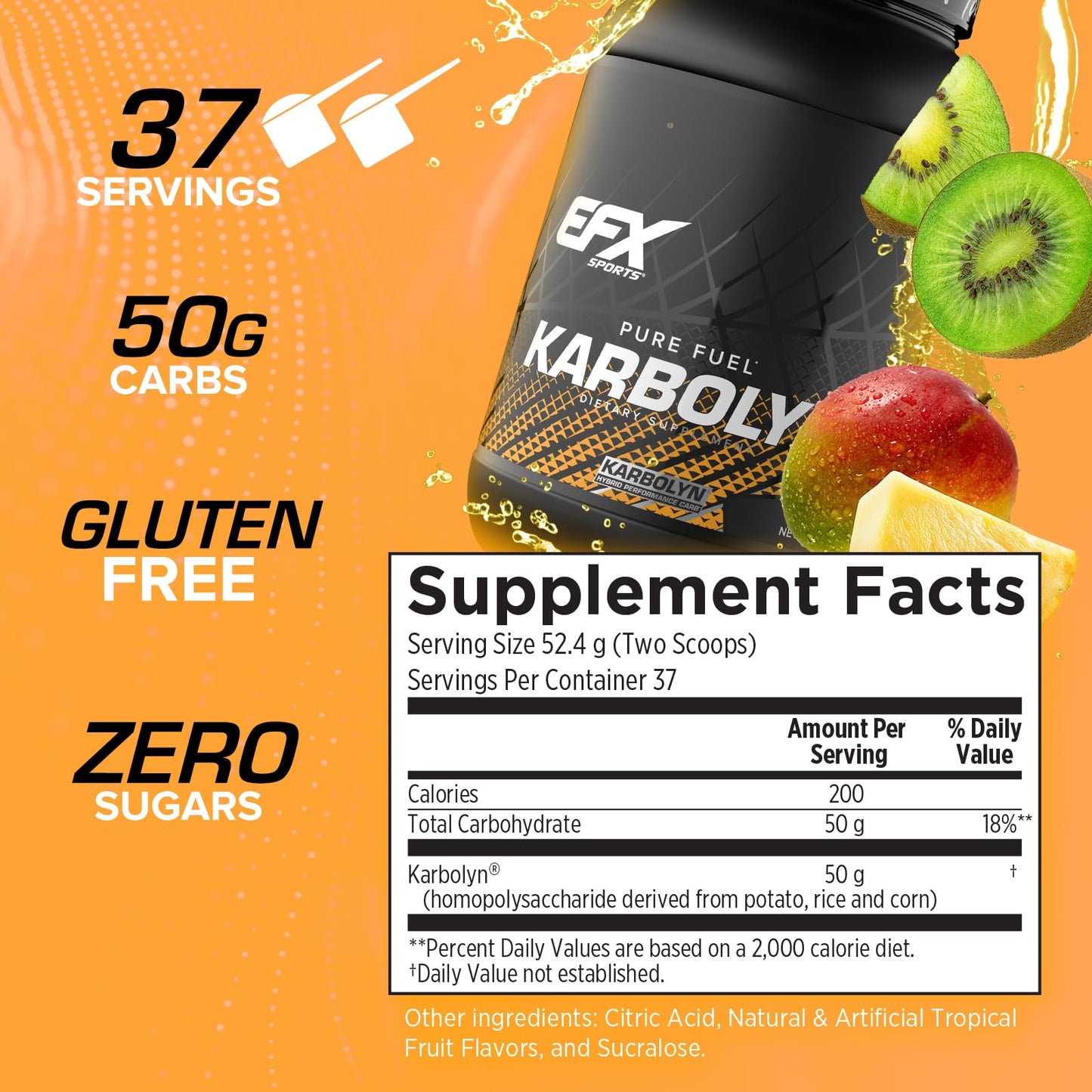 EFX Sports Karbolyn Fuel | Fast-Absorbing Carbohydrate Powder | Carb Load, Sustained Energy, Quick Recovery | Stimulant Free | 39 Servings (Neutral)