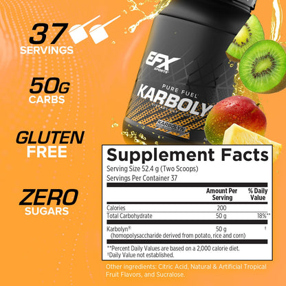 EFX Sports Karbolyn Fuel | Fast-Absorbing Carbohydrate Powder | Carb Load, Sustained Energy, Quick Recovery | Stimulant Free | 39 Servings (Neutral)