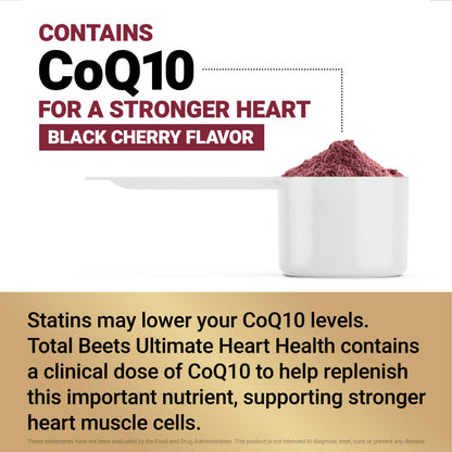 Force Factor Total Beets Ultimate Heart Health Blood Pressure Support with CoQ10, Beet Root Powder, Grape Seed Extract, Blood Pressure Supplement for Circulation, Black Cherry, 30 Servings