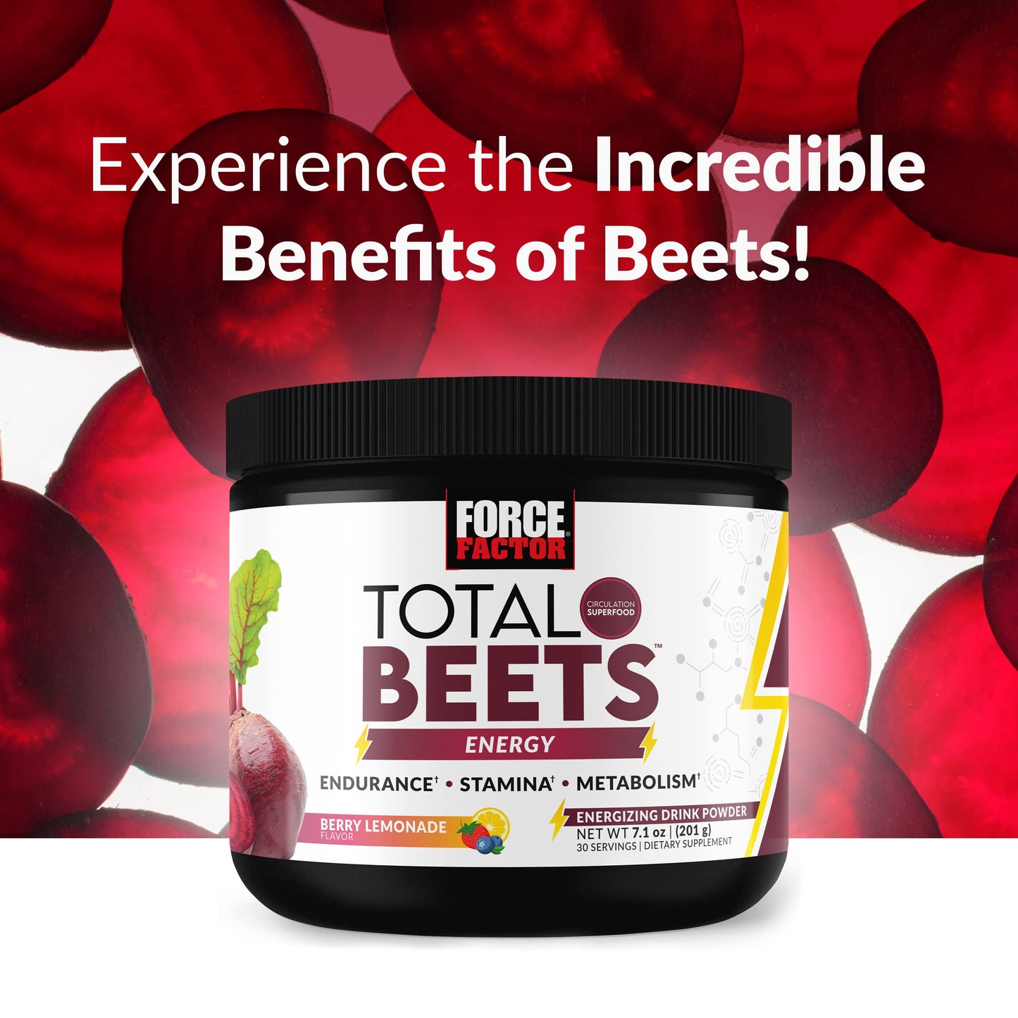 Force Factor Total Beets Ultimate Heart Health Blood Pressure Support with CoQ10, Beet Root Powder, Grape Seed Extract, Blood Pressure Supplement for Circulation, Black Cherry, 30 Servings