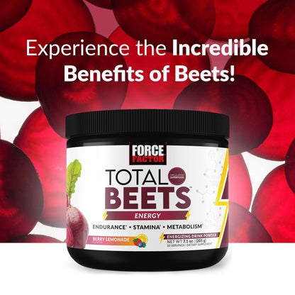 Force Factor Total Beets Ultimate Heart Health Blood Pressure Support with CoQ10, Beet Root Powder, Grape Seed Extract, Blood Pressure Supplement for Circulation, Black Cherry, 30 Servings