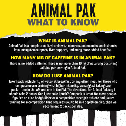 Animal Pak - Convenient All-in-One Vitamin & Supplement Powder - Zinc, Vitamins C, B, D, Amino Acids, Immune Support, Digestive Enzymes, and More - Daily Multivitamin for Women & Men - 60 Scoops