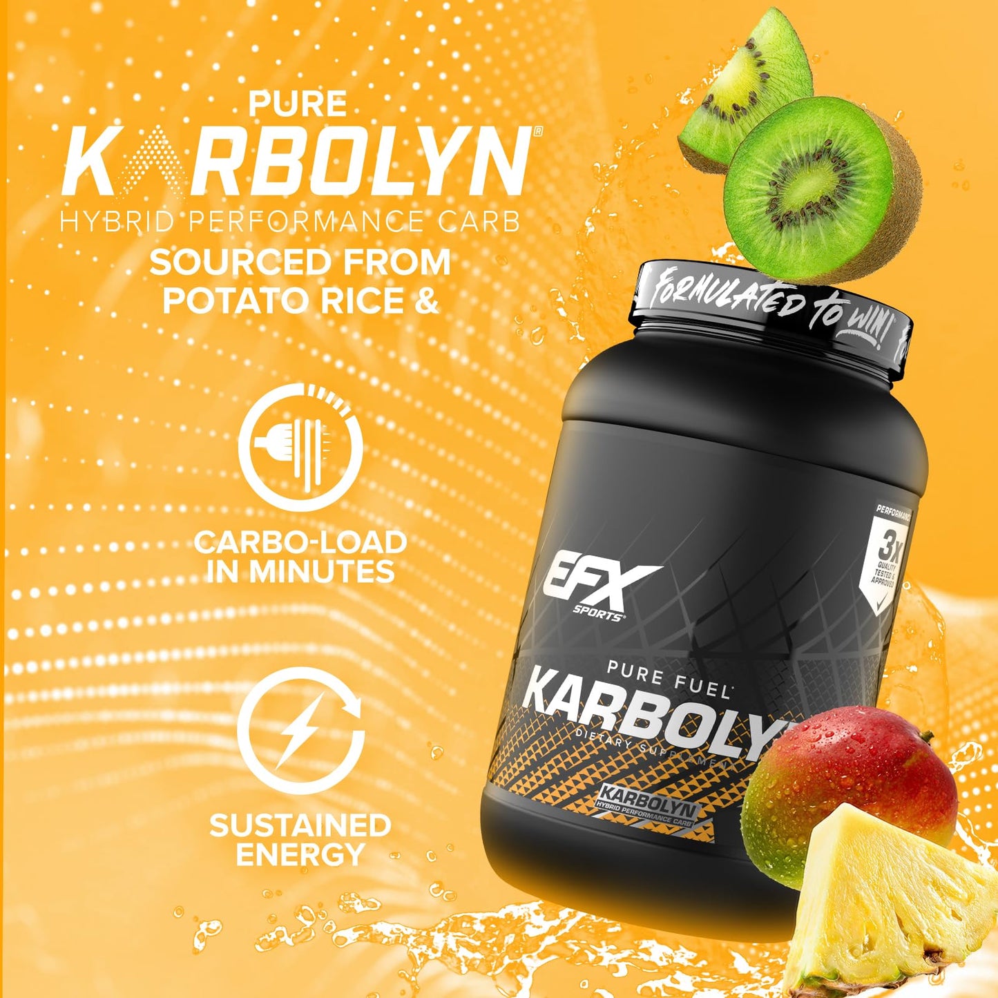 EFX Sports Karbolyn Fuel | Fast-Absorbing Carbohydrate Powder | Carb Load, Sustained Energy, Quick Recovery | Stimulant Free | 39 Servings (Neutral)