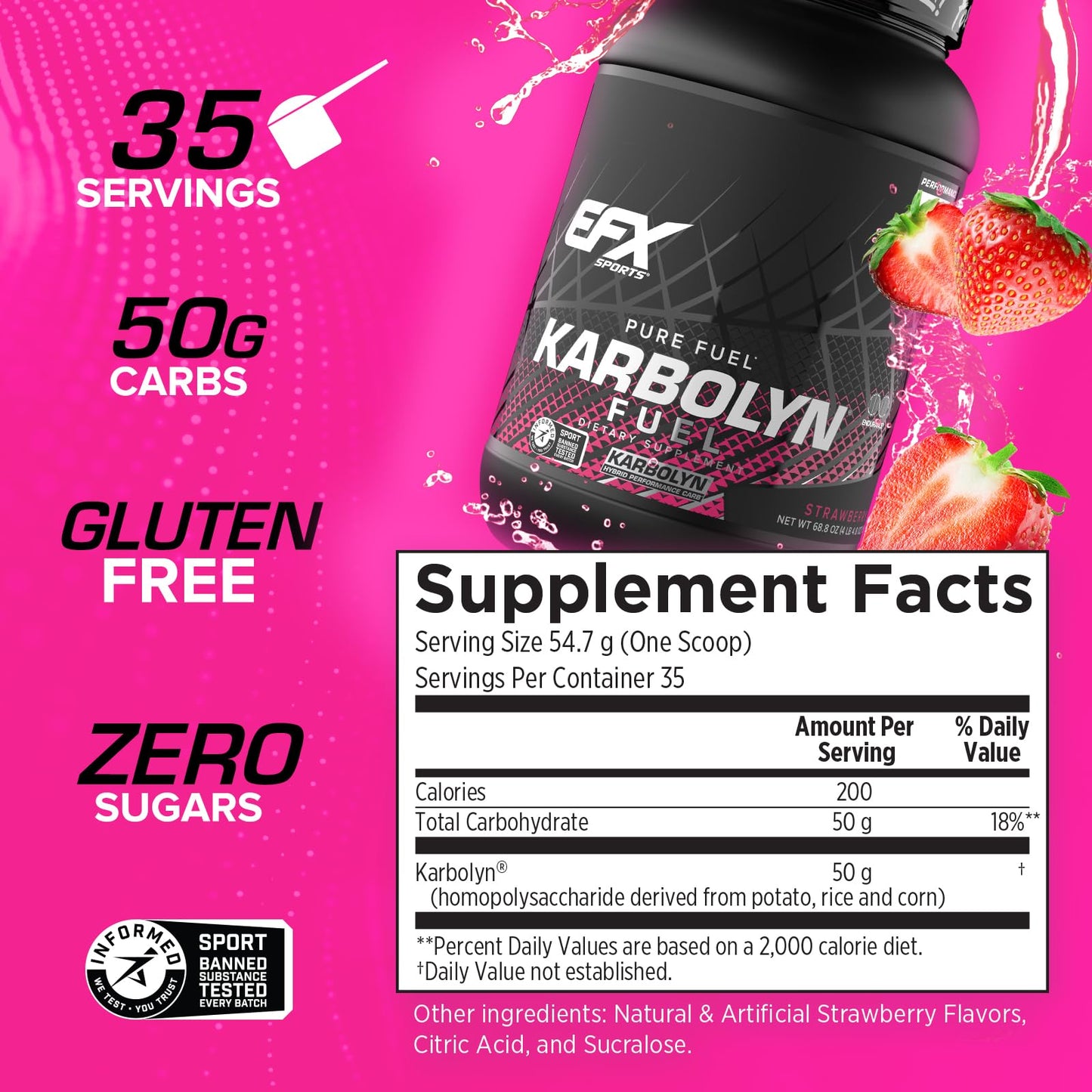 EFX Sports Karbolyn Fuel | Fast-Absorbing Carbohydrate Powder | Carb Load, Sustained Energy, Quick Recovery | Stimulant Free | 39 Servings (Neutral)