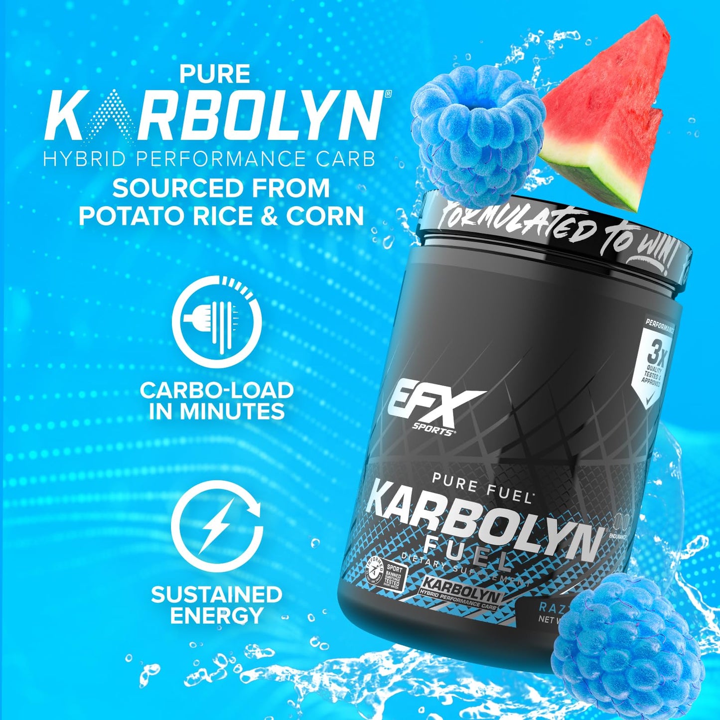 EFX Sports Karbolyn Fuel | Fast-Absorbing Carbohydrate Powder | Carb Load, Sustained Energy, Quick Recovery | Stimulant Free | 39 Servings (Neutral)