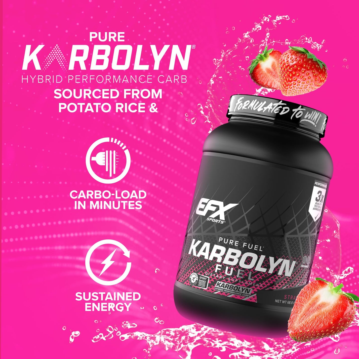 EFX Sports Karbolyn Fuel | Fast-Absorbing Carbohydrate Powder | Carb Load, Sustained Energy, Quick Recovery | Stimulant Free | 39 Servings (Neutral)