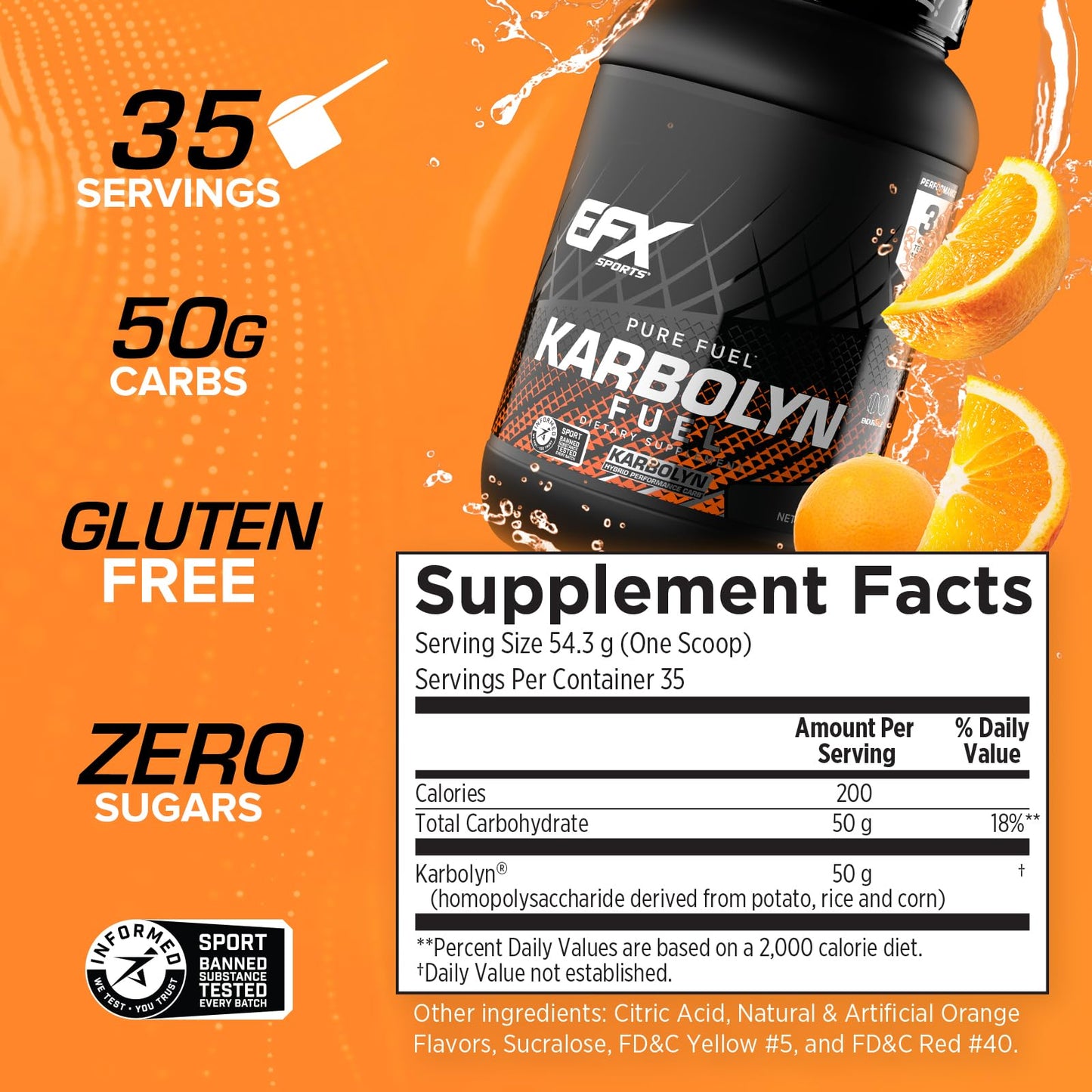 EFX Sports Karbolyn Fuel | Fast-Absorbing Carbohydrate Powder | Carb Load, Sustained Energy, Quick Recovery | Stimulant Free | 39 Servings (Neutral)