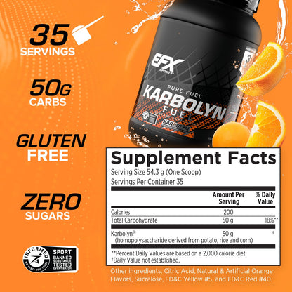 EFX Sports Karbolyn Fuel | Fast-Absorbing Carbohydrate Powder | Carb Load, Sustained Energy, Quick Recovery | Stimulant Free | 39 Servings (Neutral)