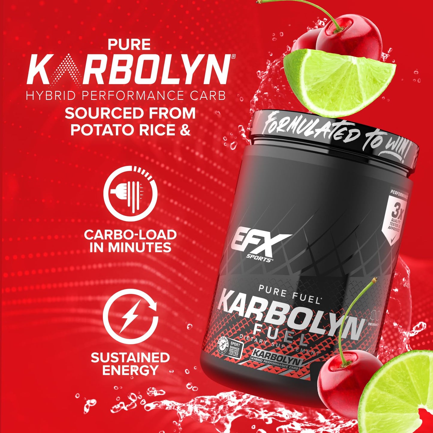EFX Sports Karbolyn Fuel | Fast-Absorbing Carbohydrate Powder | Carb Load, Sustained Energy, Quick Recovery | Stimulant Free | 39 Servings (Neutral)
