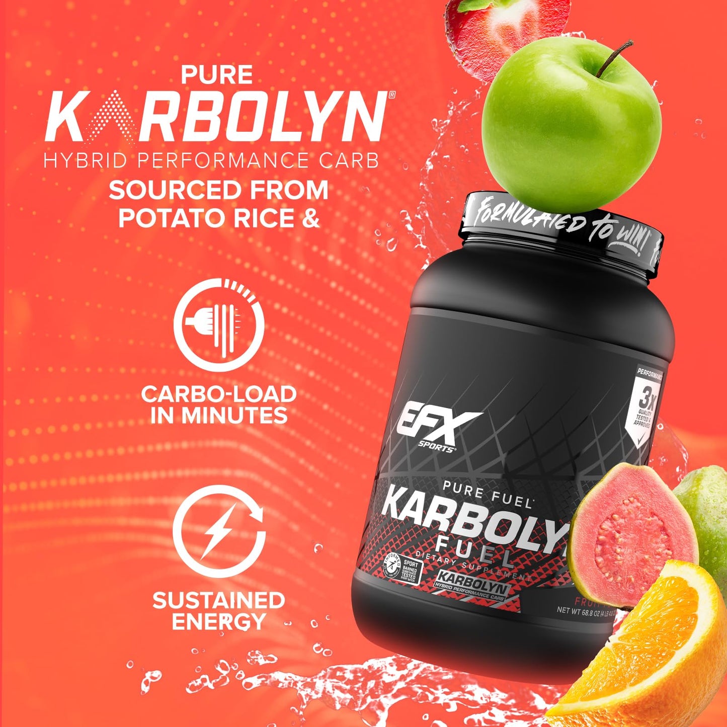 EFX Sports Karbolyn Fuel | Fast-Absorbing Carbohydrate Powder | Carb Load, Sustained Energy, Quick Recovery | Stimulant Free | 39 Servings (Neutral)