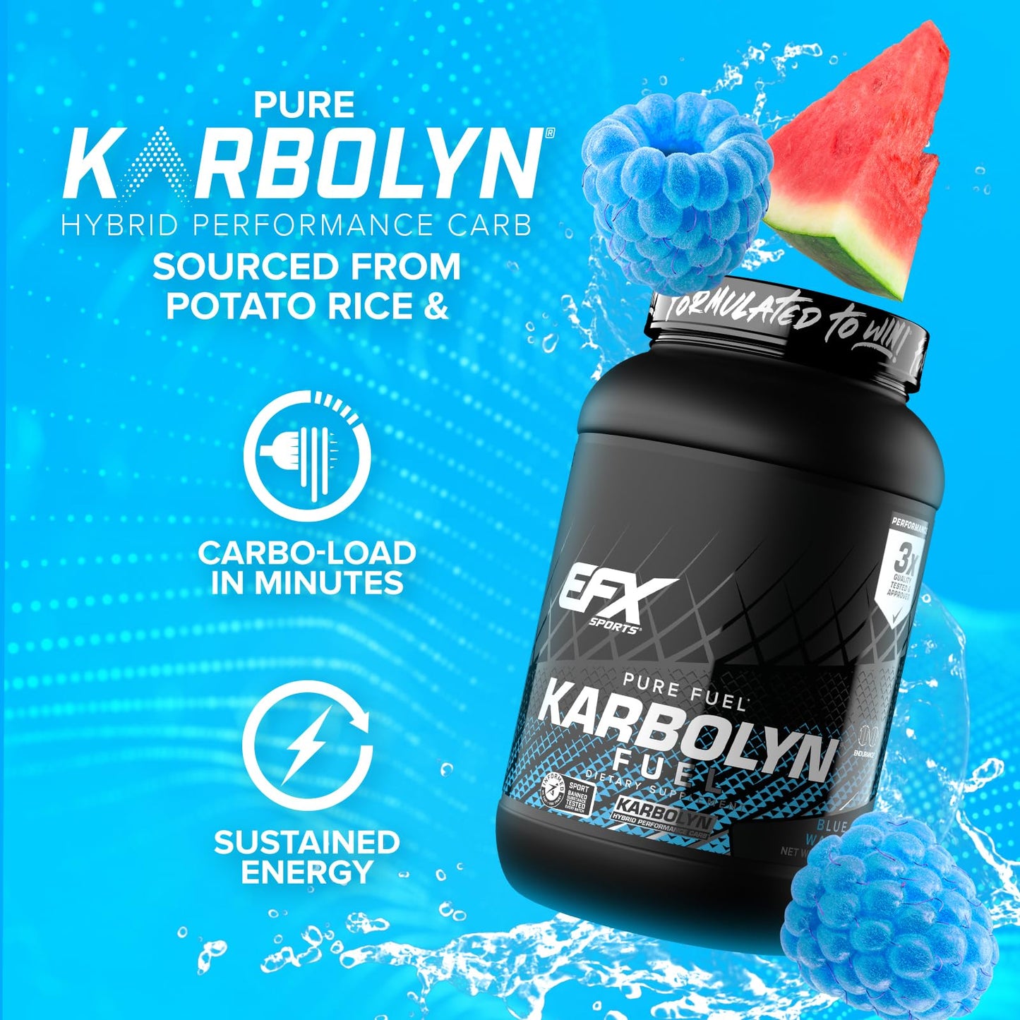 EFX Sports Karbolyn Fuel | Fast-Absorbing Carbohydrate Powder | Carb Load, Sustained Energy, Quick Recovery | Stimulant Free | 39 Servings (Neutral)