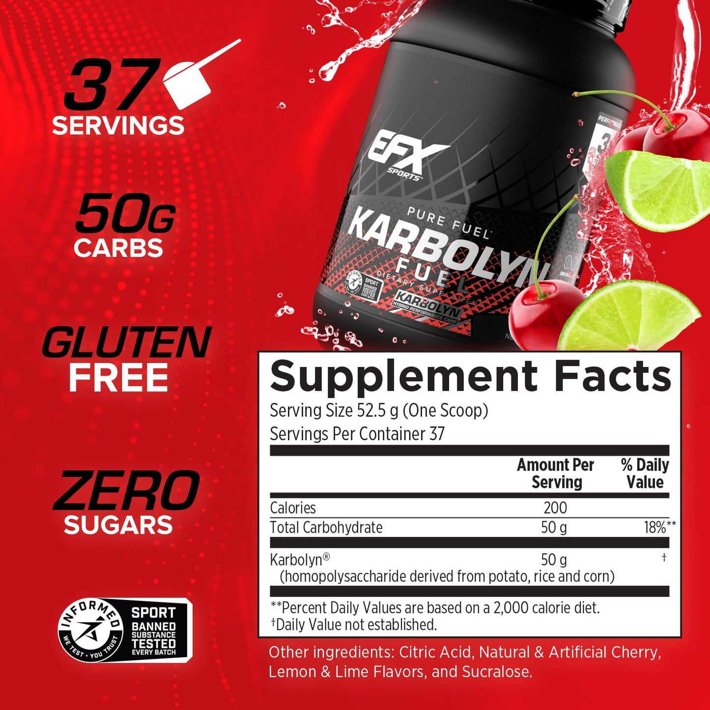 EFX Sports Karbolyn Fuel | Fast-Absorbing Carbohydrate Powder | Carb Load, Sustained Energy, Quick Recovery | Stimulant Free | 39 Servings (Neutral)