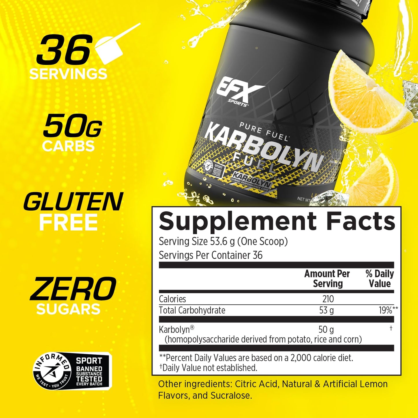 EFX Sports Karbolyn Fuel | Fast-Absorbing Carbohydrate Powder | Carb Load, Sustained Energy, Quick Recovery | Stimulant Free | 39 Servings (Neutral)