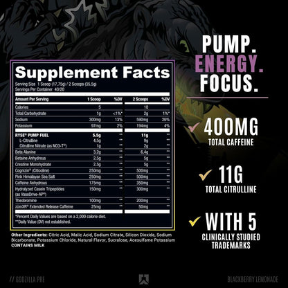 Godzilla, Pre-Workout, Blackberry Lemonade, 1.6 lbs ( Pack of 2 )