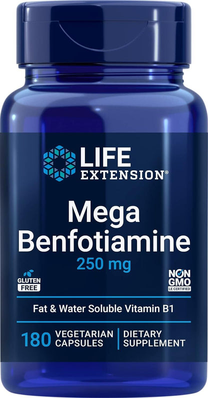 Life Extension Mega Benfotiamine, 250 mg, 180 Veg caps with Thiamine
