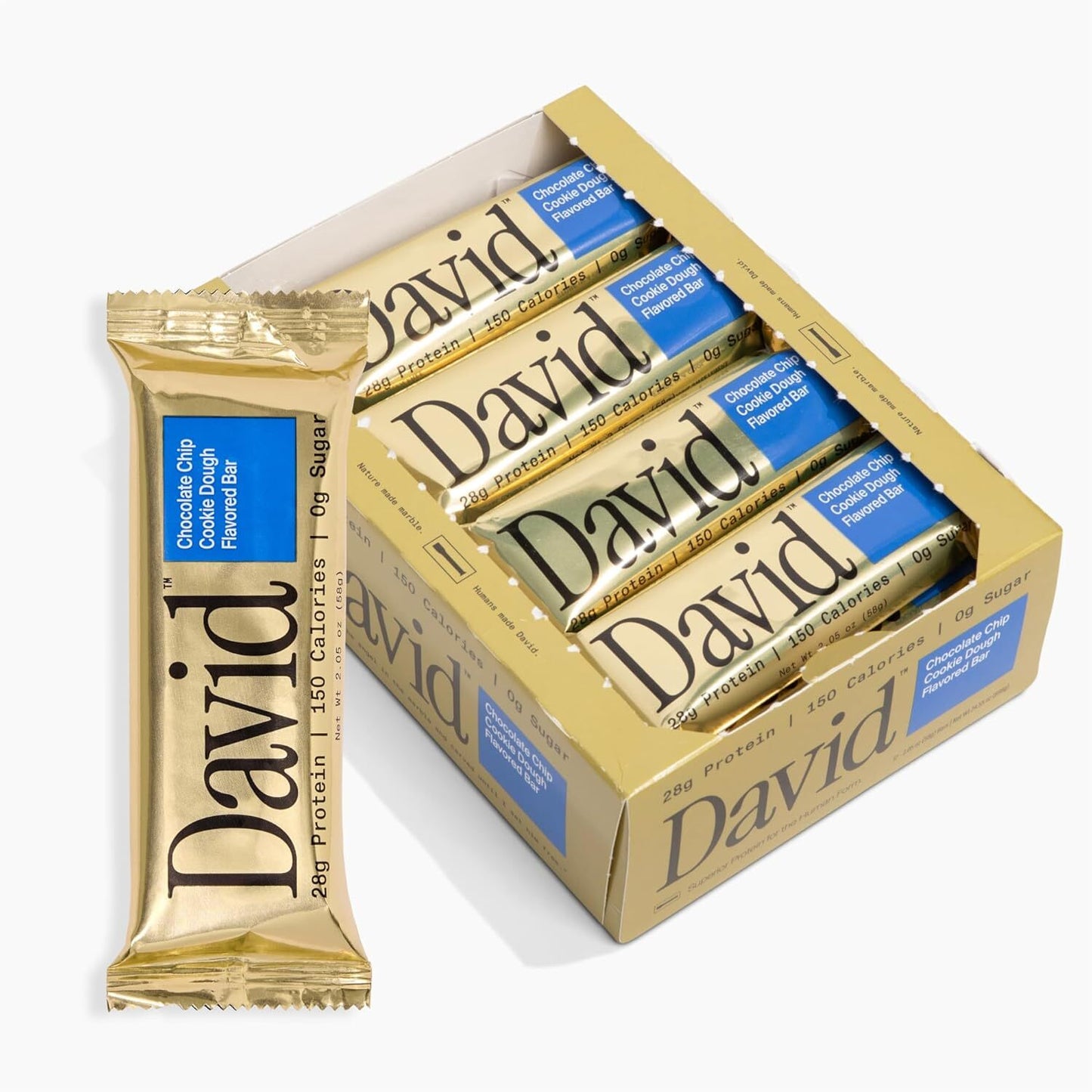 David Protein Bar Chocolate Chip Cookie Dough Pack of 12 Protein Bars | 28g o...