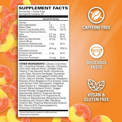 EHPlabs OxyShred Energy Booster, Pre-Workout, Mood Booster - Peach, 60 Servings