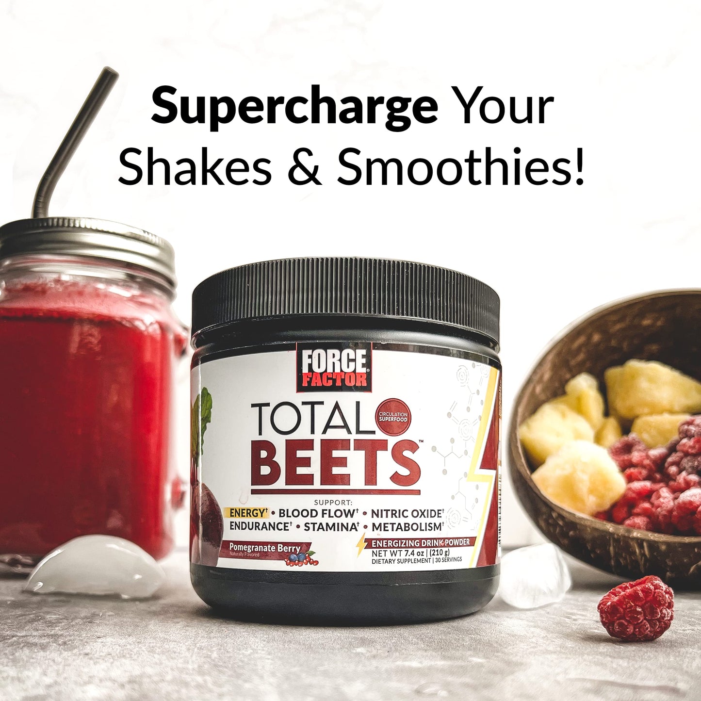 Force Factor Total Beets Ultimate Heart Health Blood Pressure Support with CoQ10, Beet Root Powder, Grape Seed Extract, Blood Pressure Supplement for Circulation, Black Cherry, 30 Servings