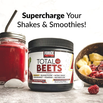 Force Factor Total Beets Ultimate Heart Health Blood Pressure Support with CoQ10, Beet Root Powder, Grape Seed Extract, Blood Pressure Supplement for Circulation, Black Cherry, 30 Servings