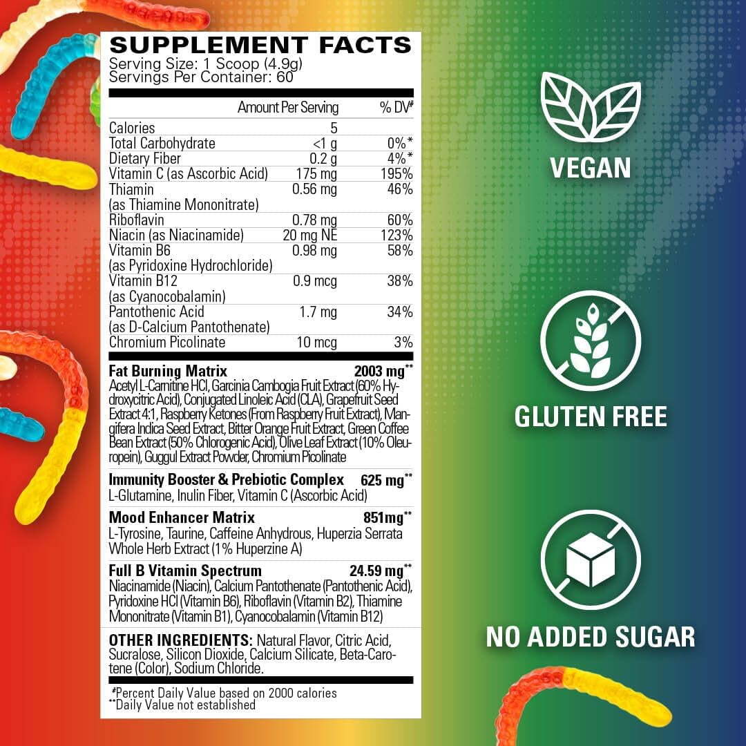 EHP Labs OxyShred Thermogenic Fat Burner Gummy Snake 60 Servings 292g