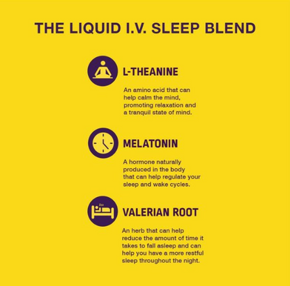 Liquid I.V. Sleep, Clean Sleep Support, Fast Acting, Natural Melatonin, L-theanine, Valerian Root, Sleep Aid (Blueberry Lavender, 10 count)