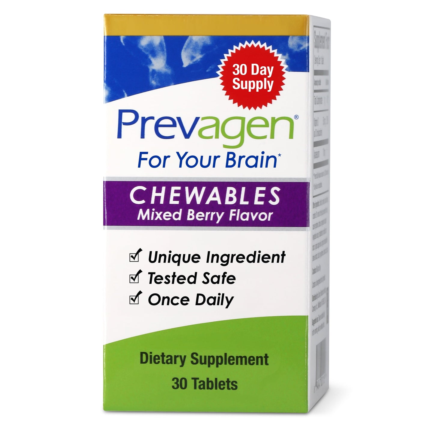 Prevagen - Regular Strength 10mg, 30 Chewable Tablets Mixed Berry Flavor with Apoaequorin & Vitamin D