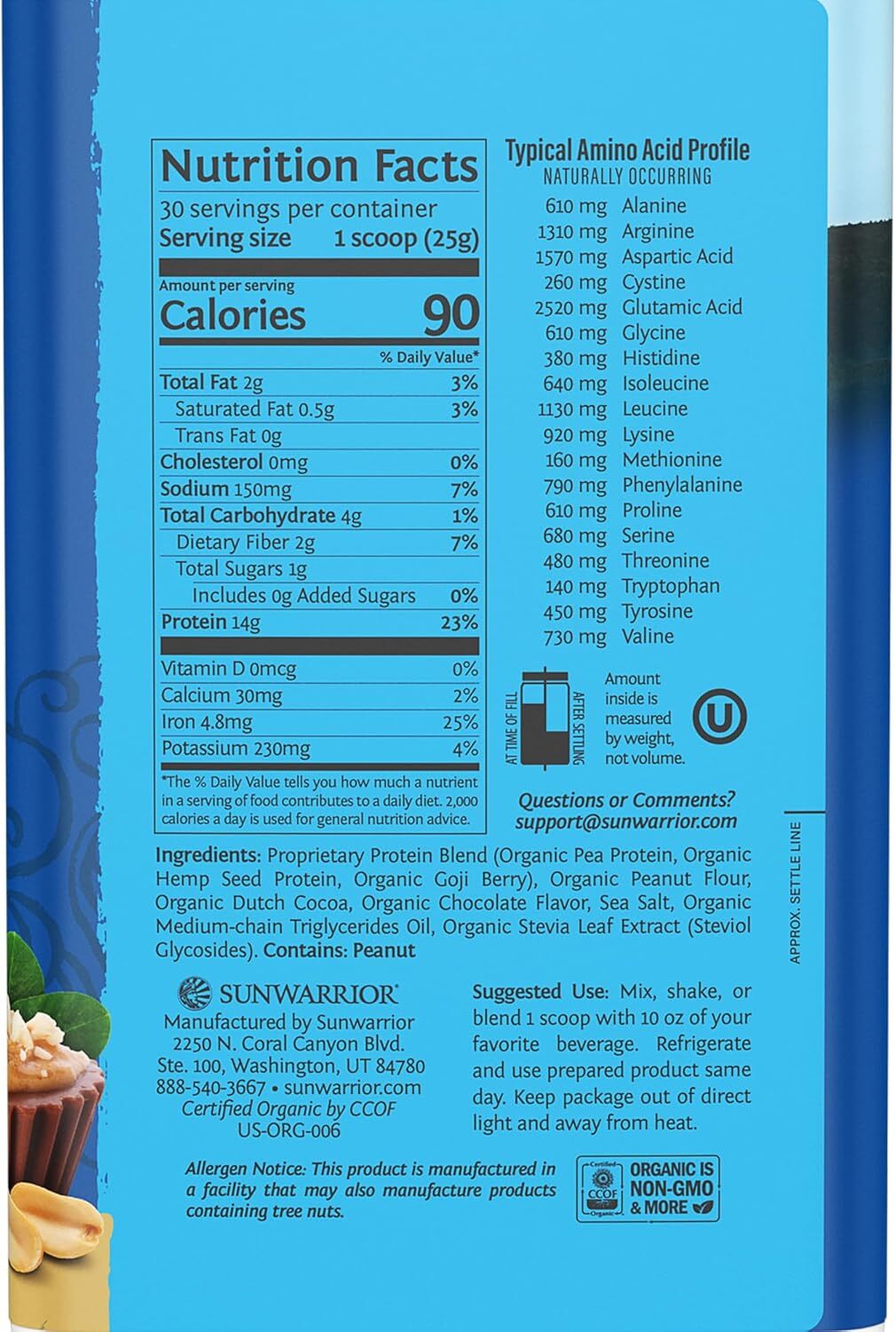 Sunwarrior Vegan Protein Chocolate Peanut Butter- 750g